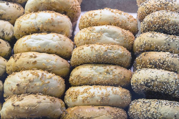Variety of Bagels with Grains and Seeds