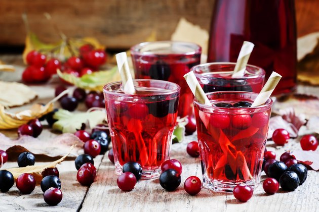 Autumn drink with cranberry and aronia