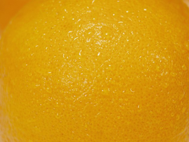 Close-up of water drops on an orange