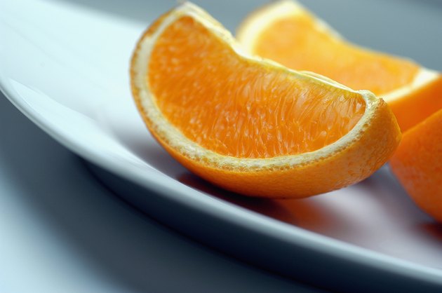 Orange wedges in a plate