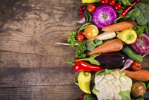 vegetables on wooden table