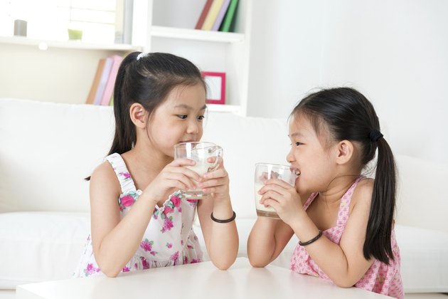 Children drinking milk.