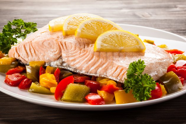 Grilled salmon and vegetables