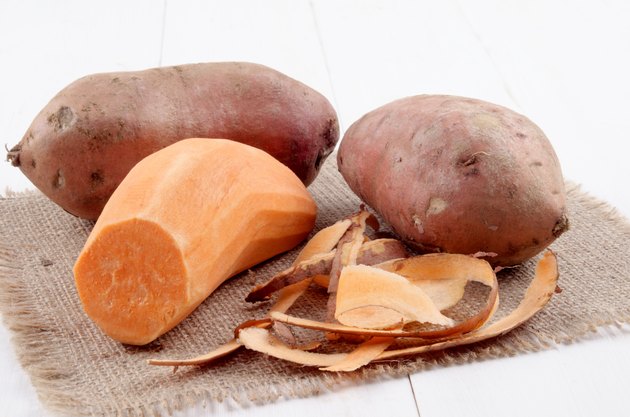 peeled sweet potato and peel