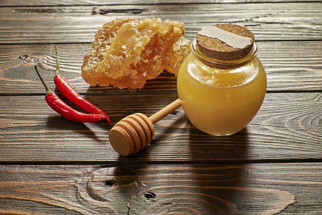 Honey and honeycomb with chili pepper
