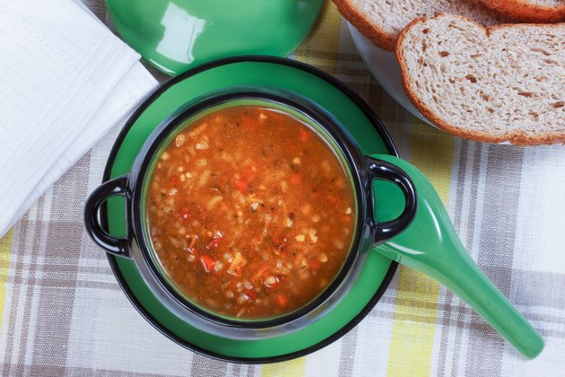 soup tureen, spoon