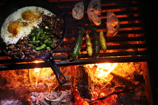 Cooking over a campfire