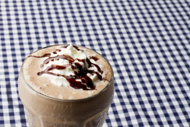 Chocolate Milkshake on Blue Gingham