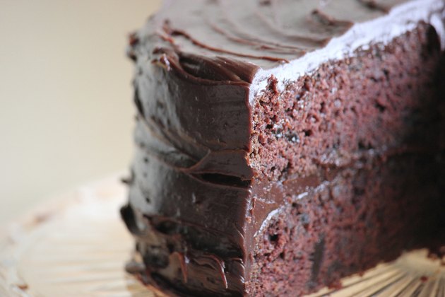 Chocolate Cake on Platter in Natural Light 3 of 4