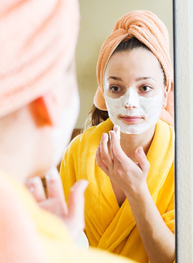 Woman taking care of face