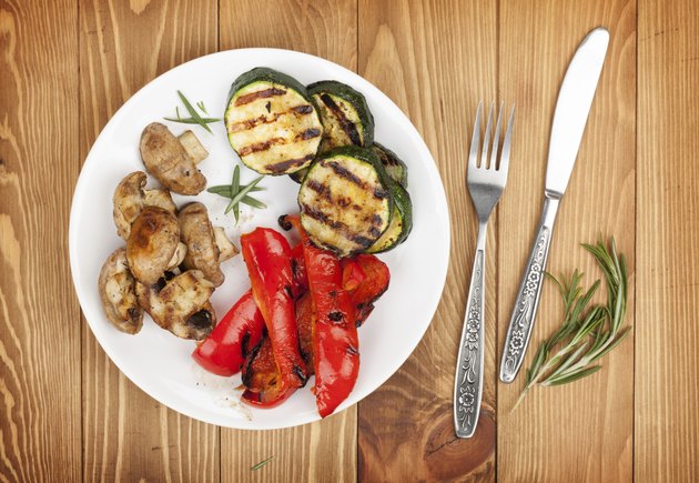 Grilled vegetables and silverware