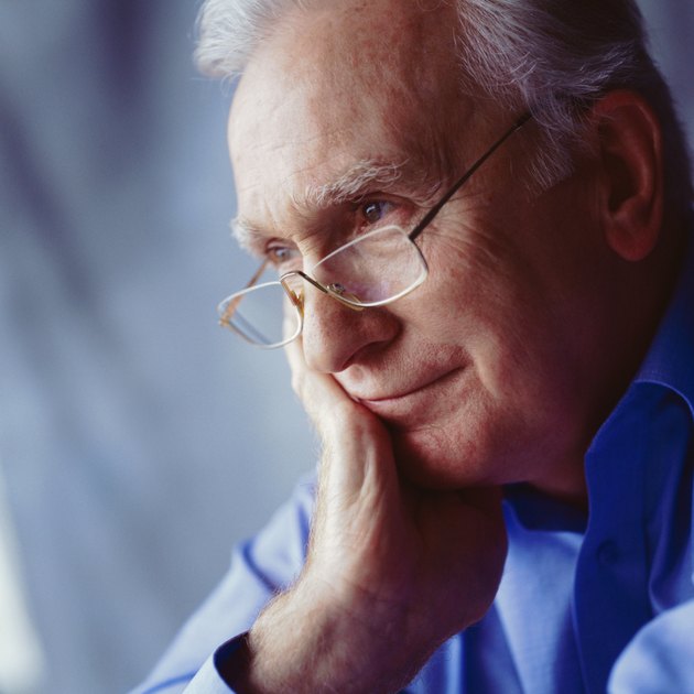 side view close-up of an elderly man