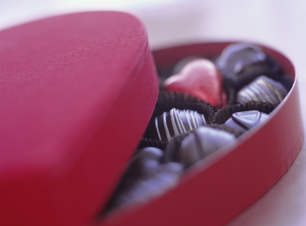 Love heart box of chocolates, close-up