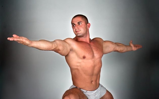 Man doing a virabhadrasana