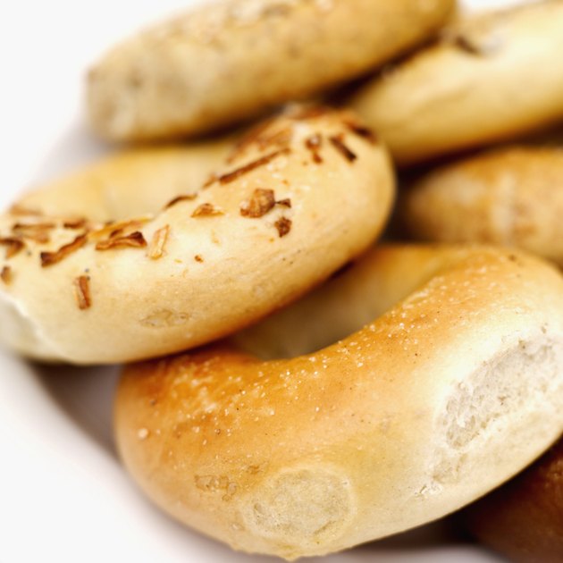 Close-up of assorted bagels on a plate
