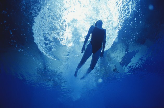 Woman swimming, underwater view