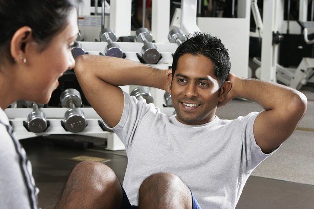 Close-up of a young man exercising