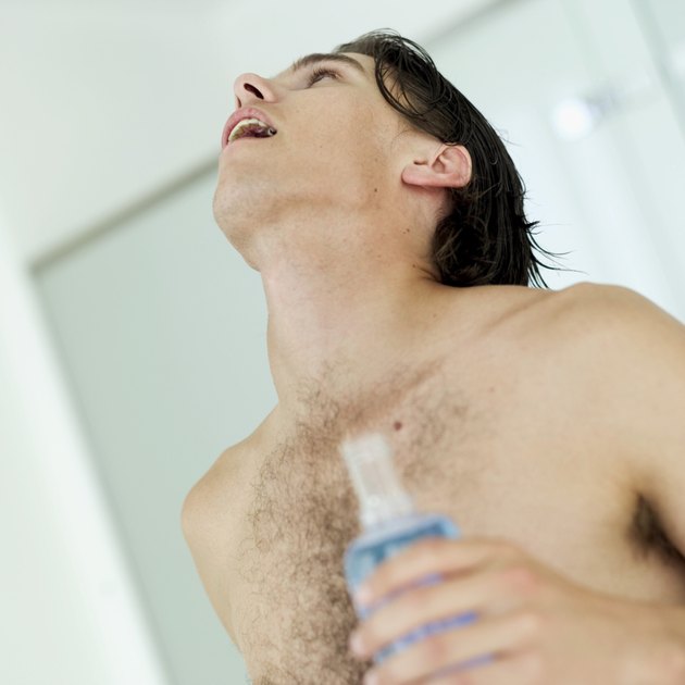 close-up of a man gargling