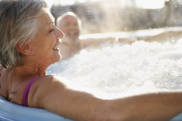Woman with Husband in Hot Tub