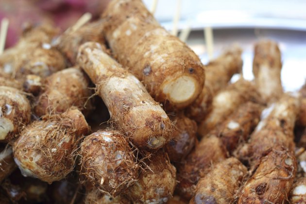 Boiled taro in the market