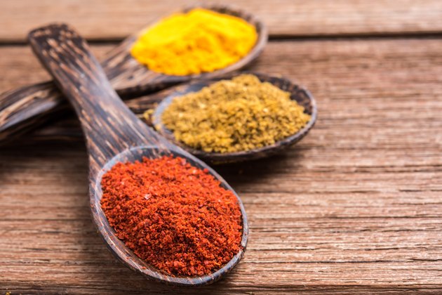 close up spicy powder spoon