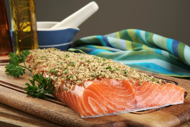 nut encrusted raw salmon