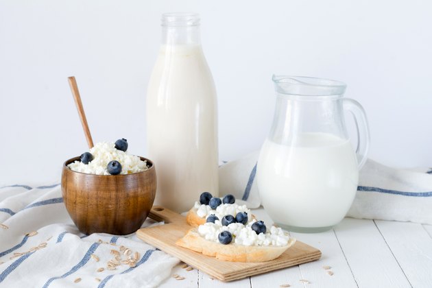 Assortment of dairy products on white