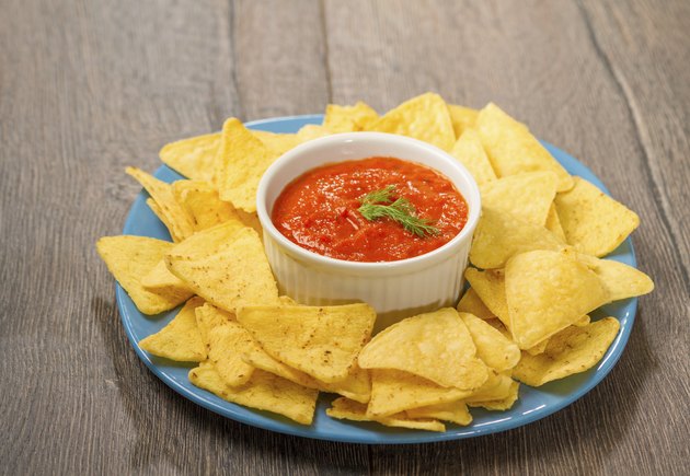 Nachos and tomato dip