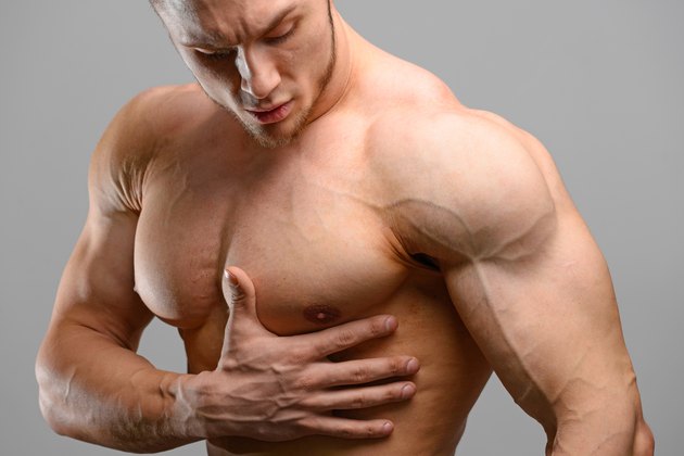 Pain in the heart of a bodybuilder man