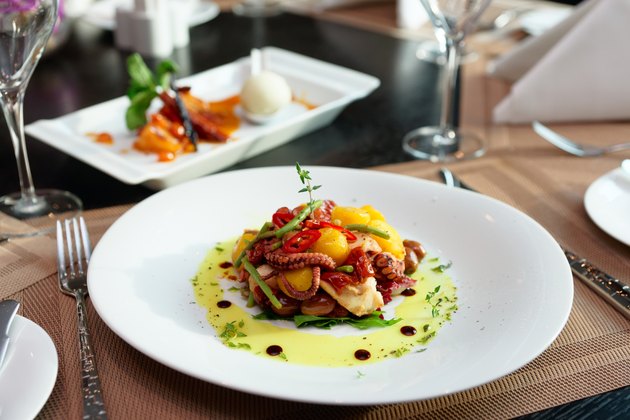 Seafood appetizer on table