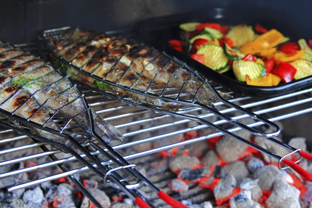 Grilled Fresh Fish (Trout) on the barbecue