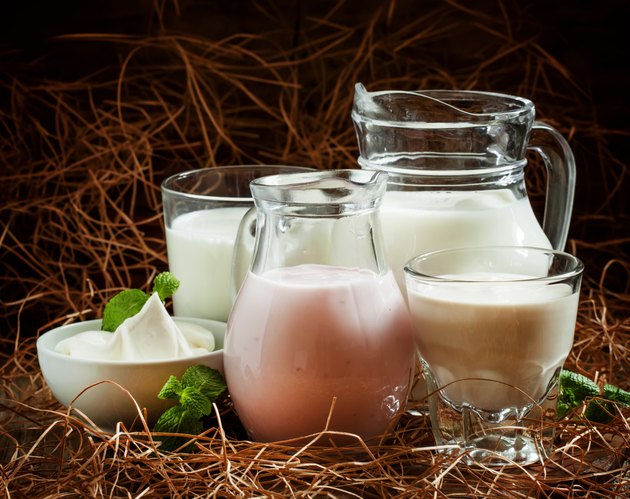 Organic dairy products: milk, cream, sour cream and other