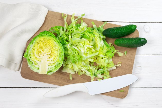 Chopped cabbage and cucumbers