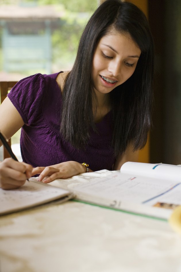woman doing school work