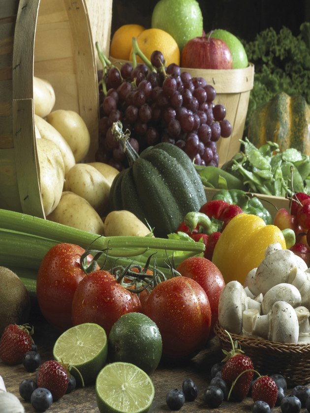 Close-up of various fruits and vegetables