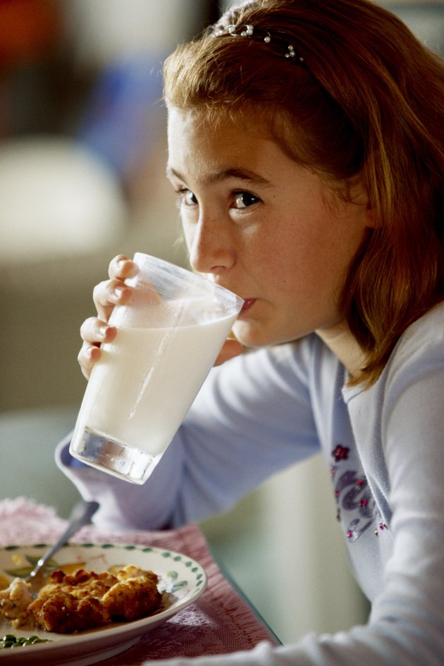 Girl drinking milk