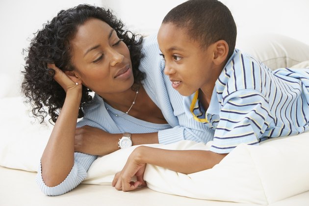African American mother and young son
