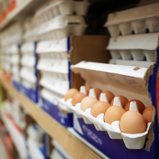close-up of eggs in a supermarket