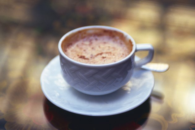 Closed Up Image of a Cup of Cappuccino, High Angle View, Differential Focus, Paris, France