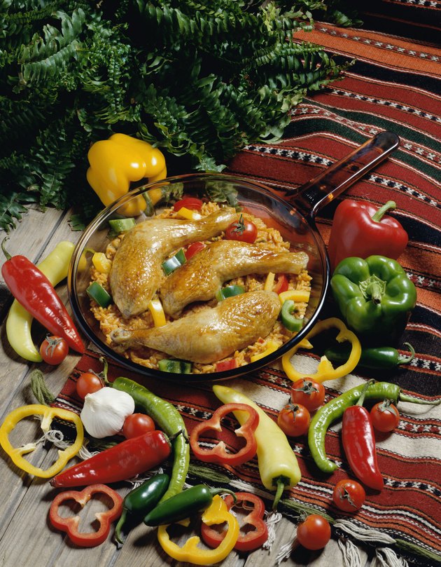 Roast chicken on a bed of rice