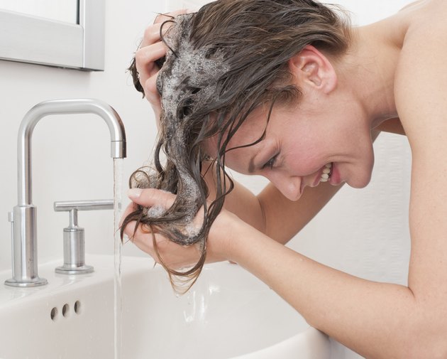 Woman washing hair