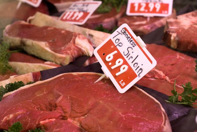 Display of fresh raw meats at deli