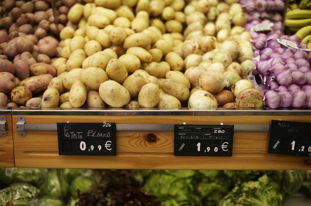 Fresh Potatoes in Produce Section of Grocery Store