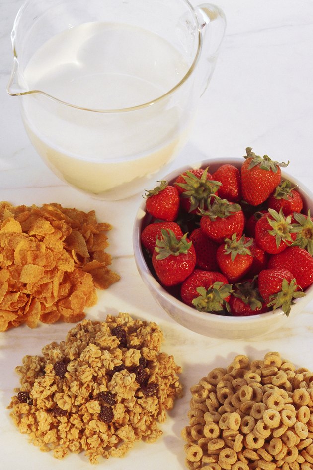 Fruit and cereals make a healthy breakfast