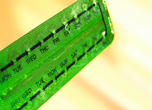 close-up of a strip of birth control pills