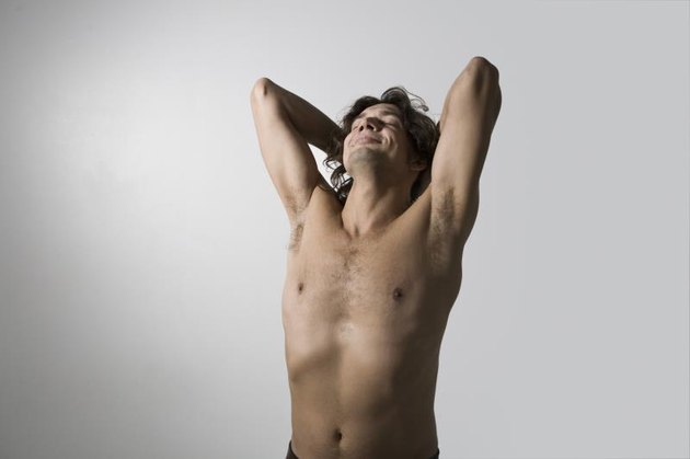 Barechested mid-adult man