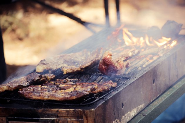 Steak roasted on a grill