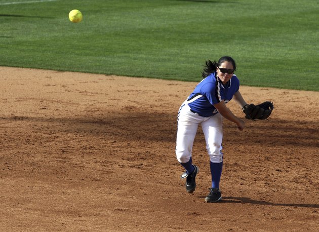 College Softball Player Throws Ball