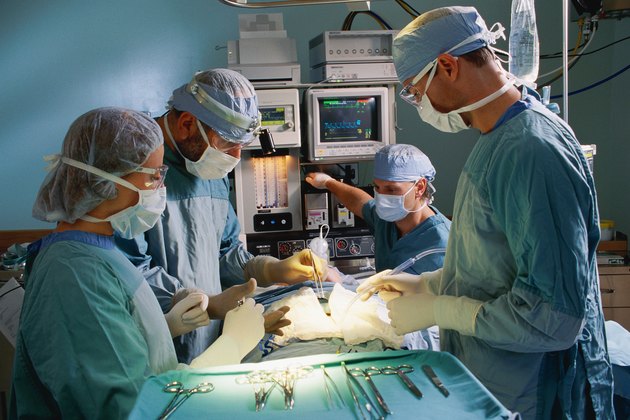 Surgical team performing operation