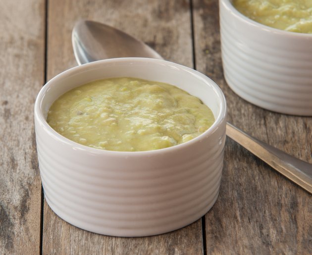 fragrant green soup cream soup, food closeup